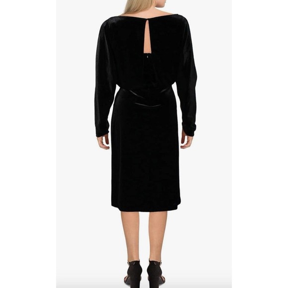 Lauren Ralph Lauren Women's Velvet Long-Sleeve Cocktail Dress Black Size 0 - Picture 2 of 9